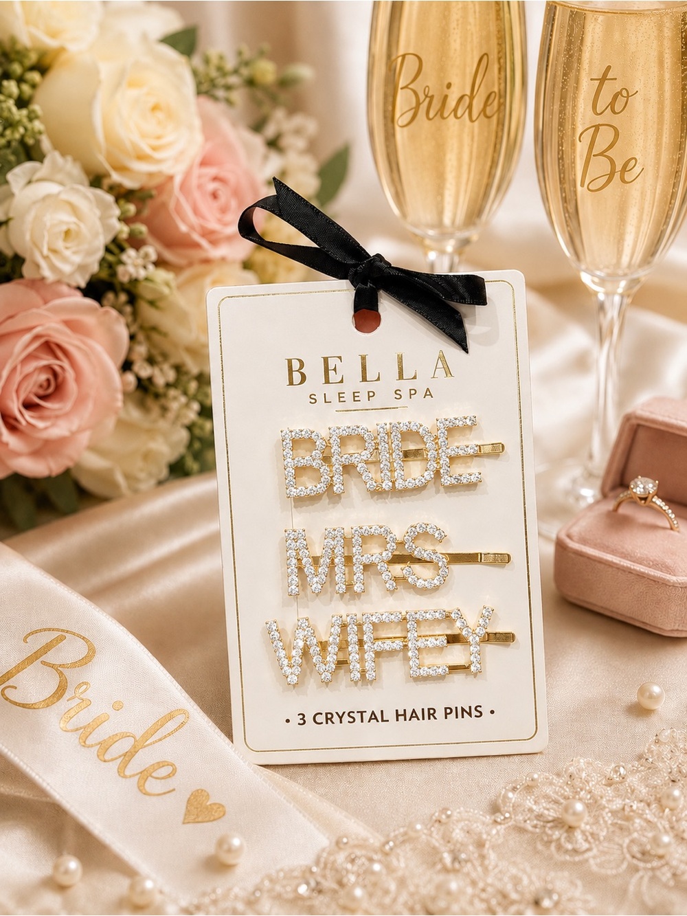 Bridal Crystal Hair Pins Set - Bride Mrs Wifey NWT